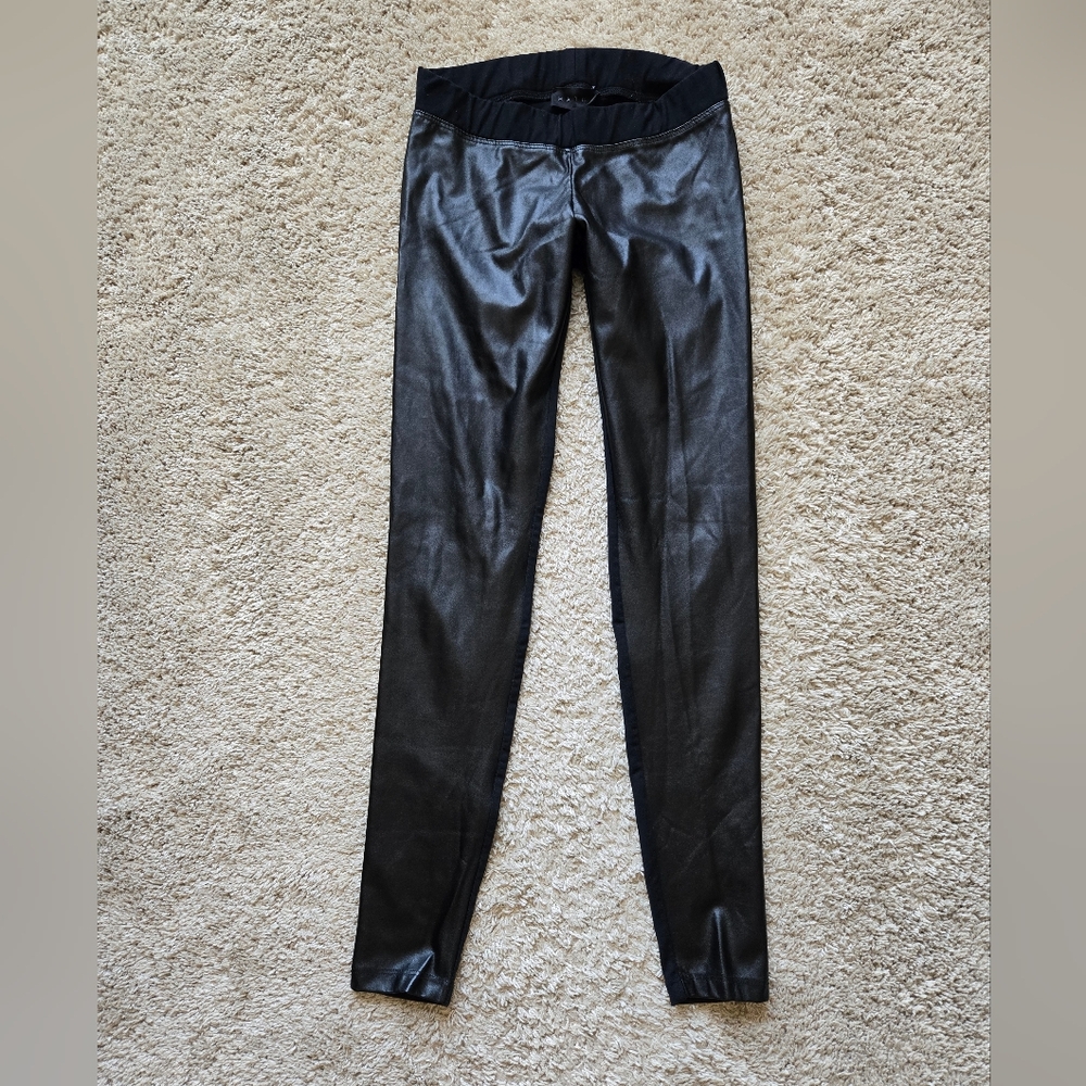 Hatch black faux leather leggings two side womens 1 / 2-4